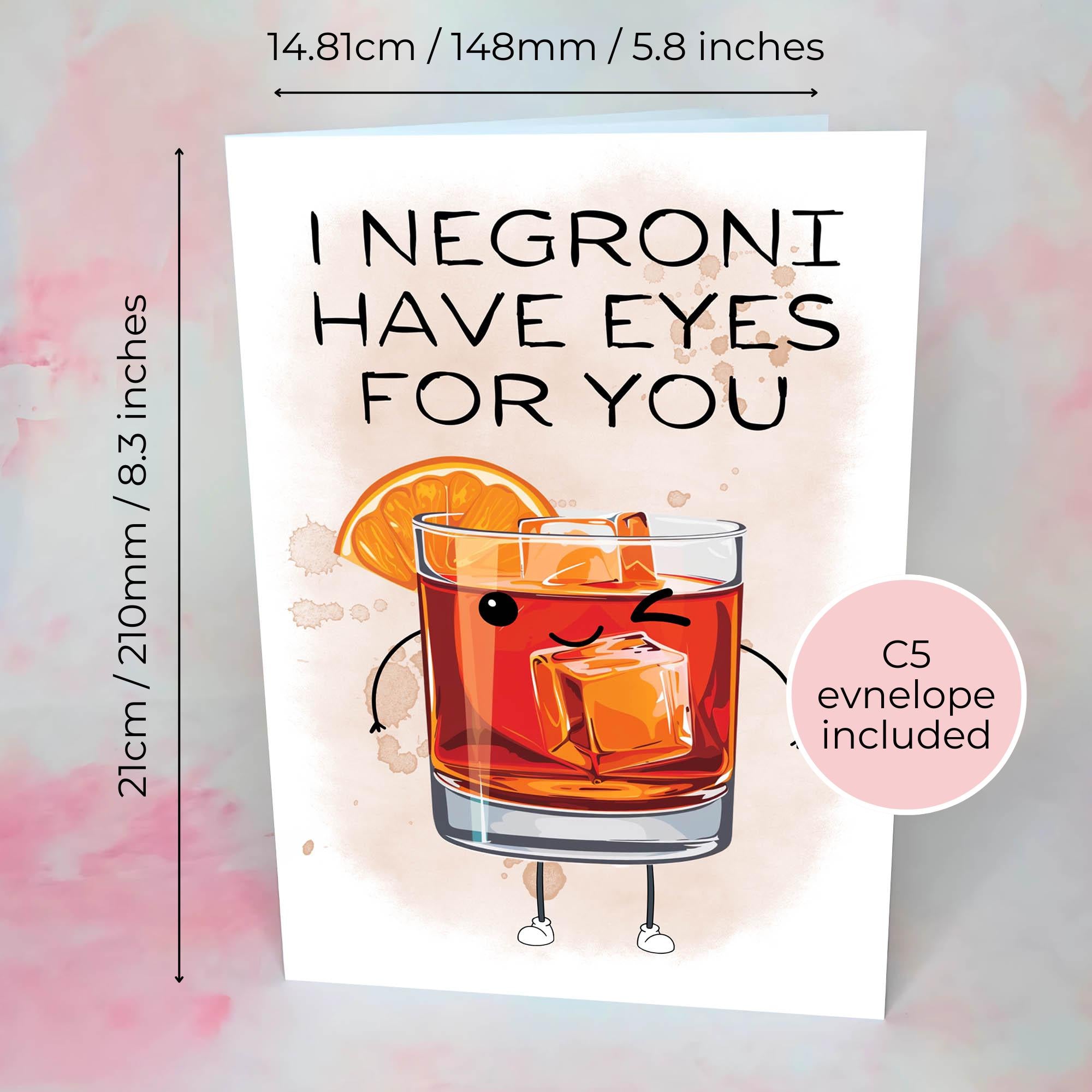 Funny Negroni Cocktail Illustration Card For Him, Cocktail Pun Card A5