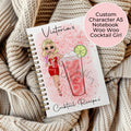 Personalised Woo Woo Cocktail Girl A5 Notebook, Wire Bound Lined Journal Gift for Cocktail Lovers
