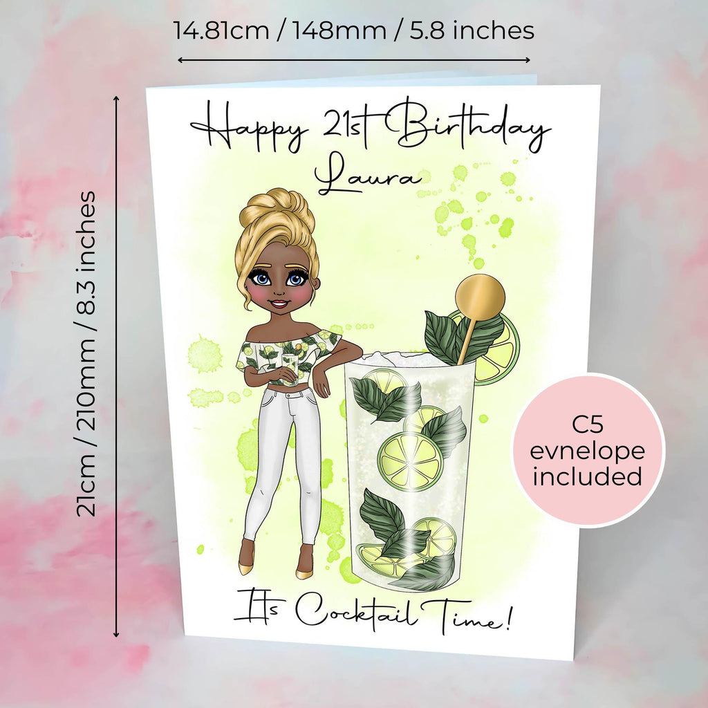 Personalised Mojito Cocktail Card For Her, Mint Birthday Card For Best Friend