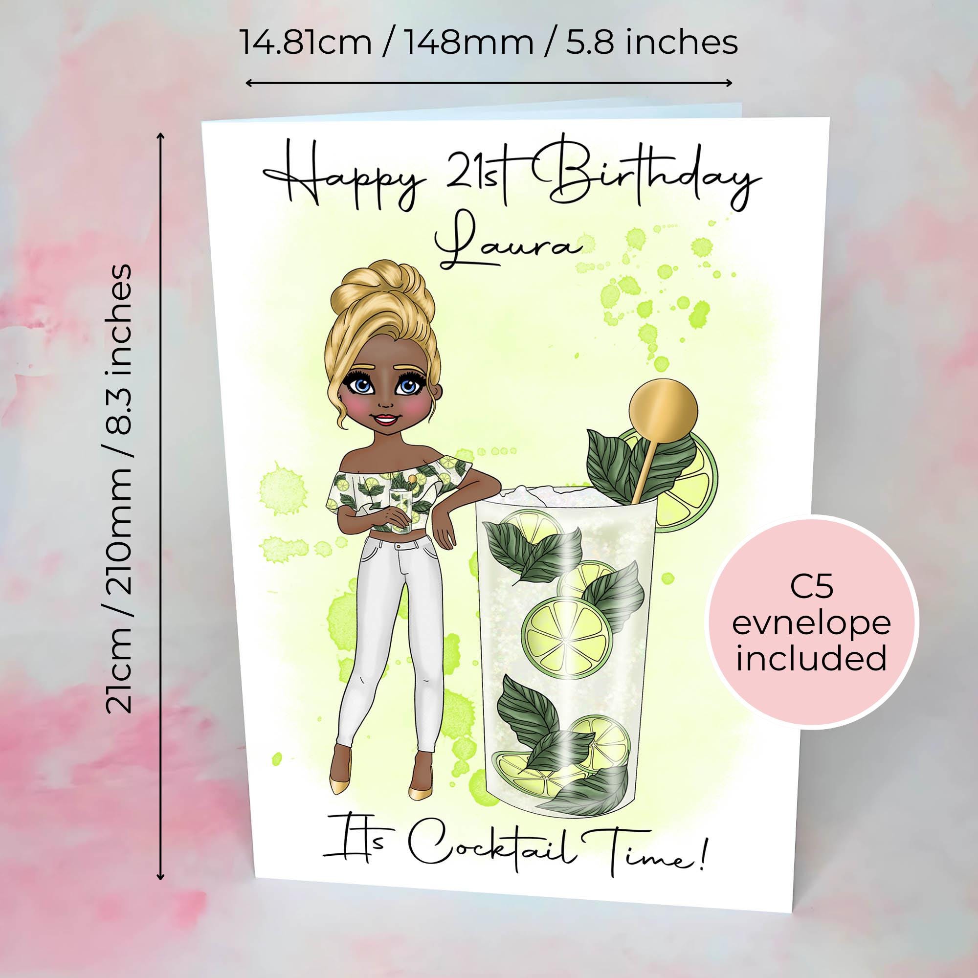 Personalised Mojito Cocktail Card For Her, Mint Birthday Card For Best Friend