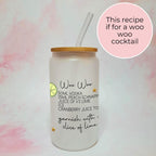 Personalised Woo Woo Character Glass With Cocktail Recipe, Couples Night In Cocktail Drinkware