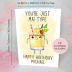 Personalised Mai Tai Cocktail Drink Card, Rum Lover Cocktail Gift For Her