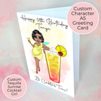 Personalised Tequila Sunrise Cocktail Drink Card, A5 Birthday Card For Sister Daughter