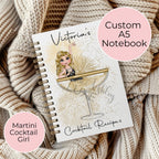 Personalised A5 Martini Notebook, Graduation Gift For Uni Student