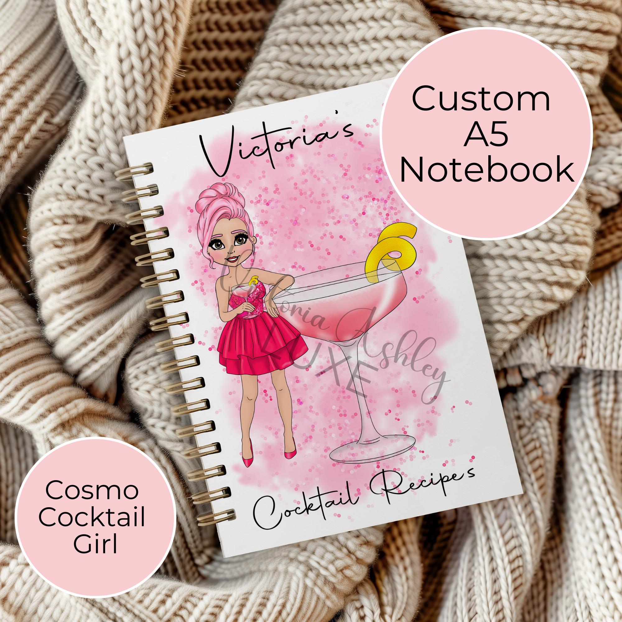 Personalised Cosmopolitan Wire Bound Notebook, A5 Lined Page Planner Gift
