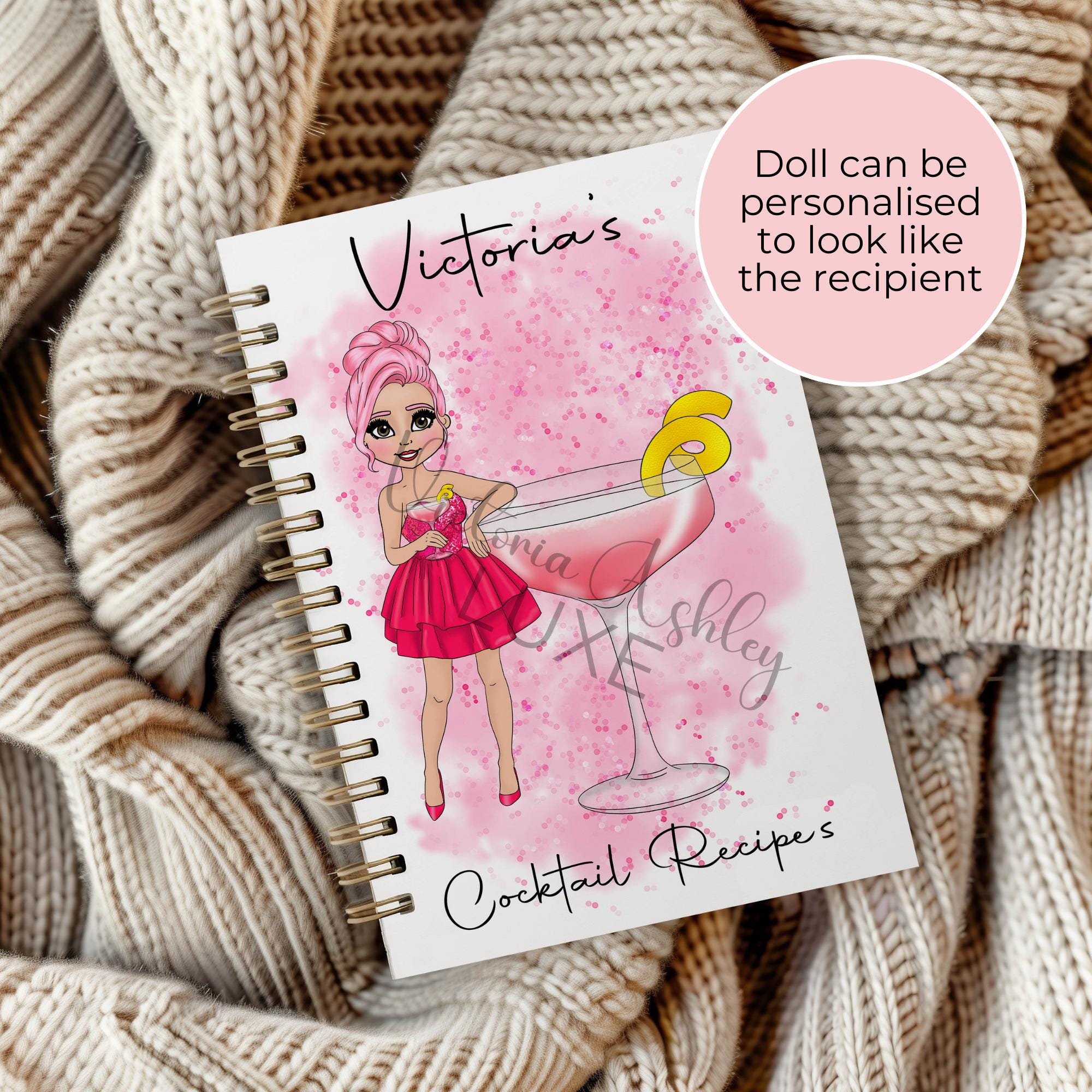 Personalised Cosmopolitan Wire Bound Notebook, A5 Lined Page Planner Gift