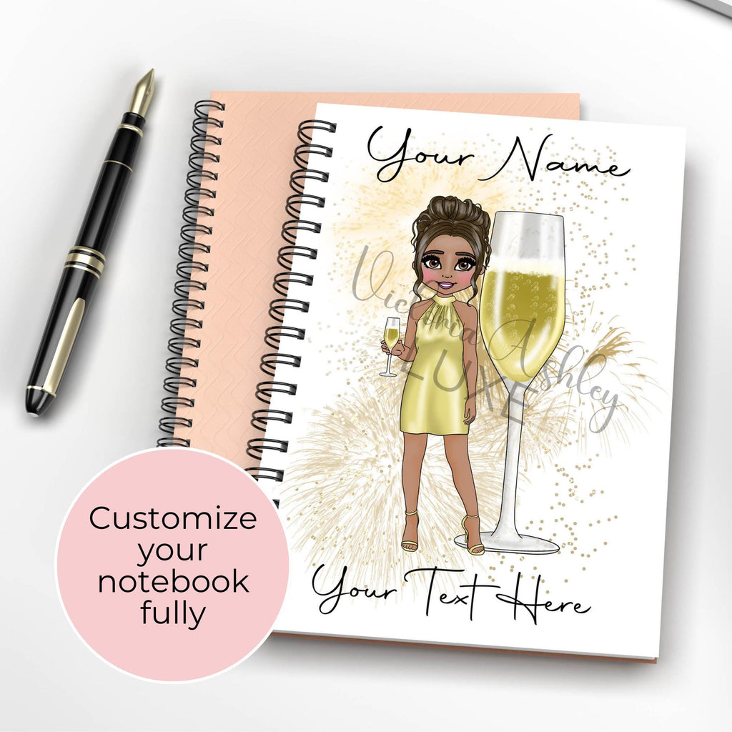 Personalised French 75 Themed Notebook Gift, Graduation Gift For Champagne Lover