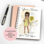 Personalised French 75 Themed Notebook Gift, Graduation Gift For Champagne Lover