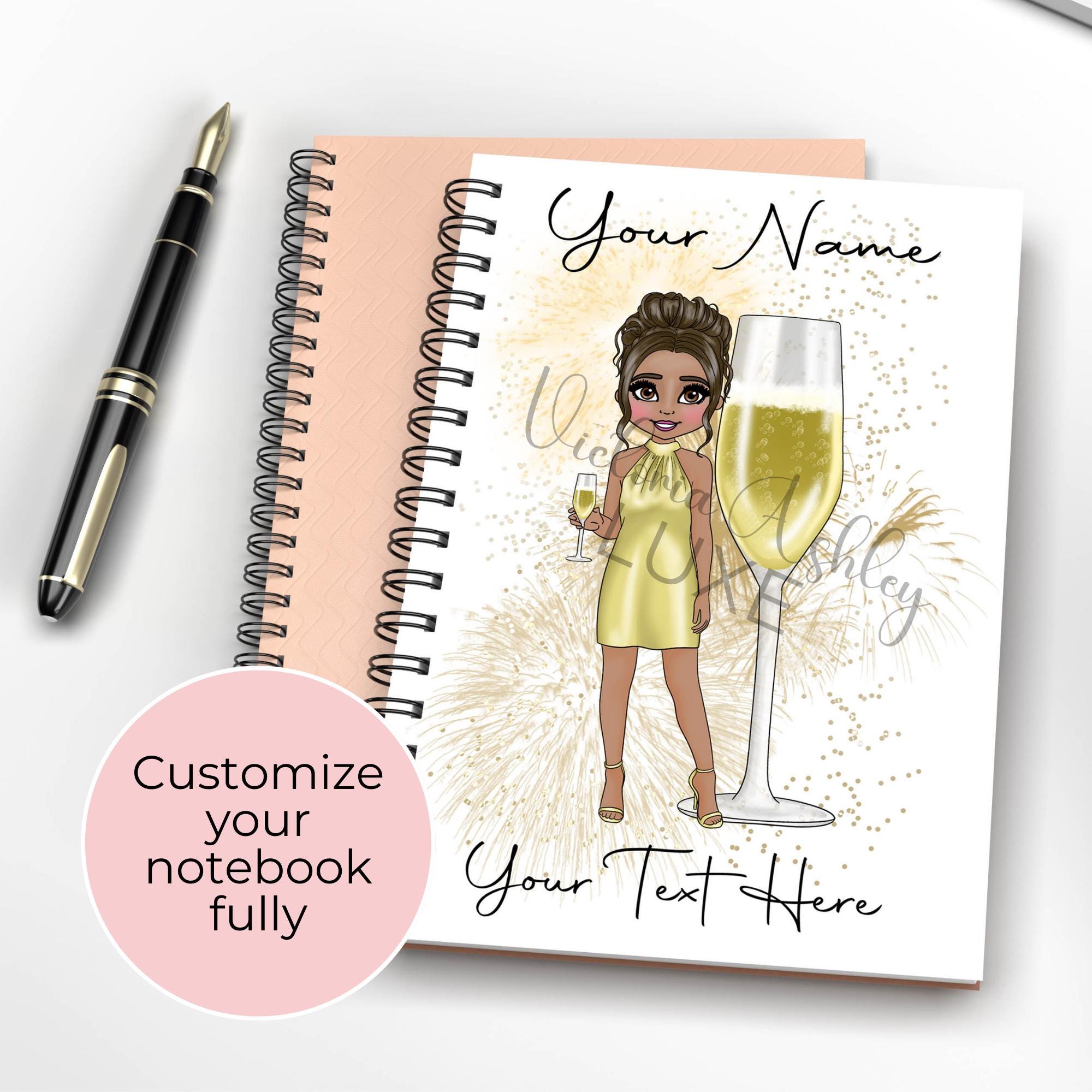 Personalised French 75 Themed Notebook Gift, Graduation Gift For Champagne Lover