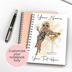 Personalised Martini Cocktail A5 Notebook, Birthday Gift For Mum, sister, Nana