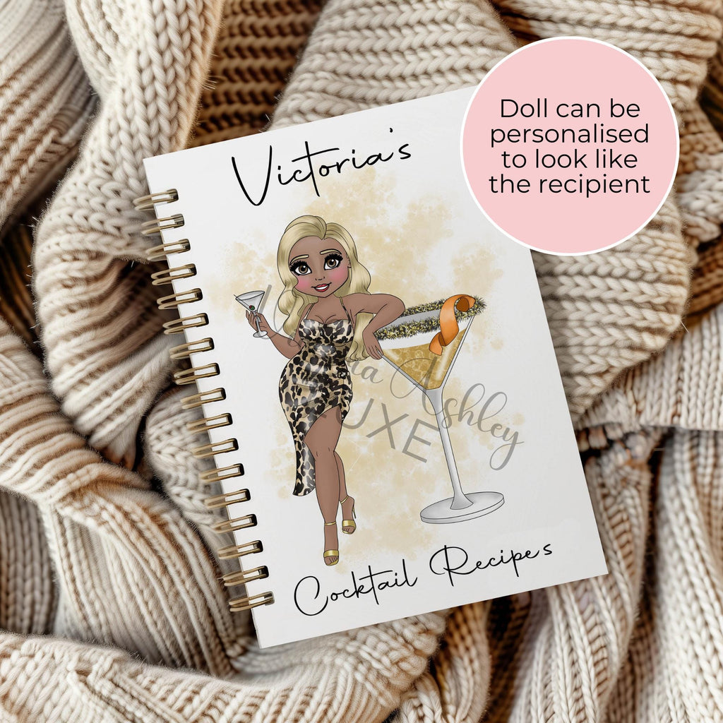 Personalised Martini Cocktail A5 Notebook, Birthday Gift For Mum, sister, Nana