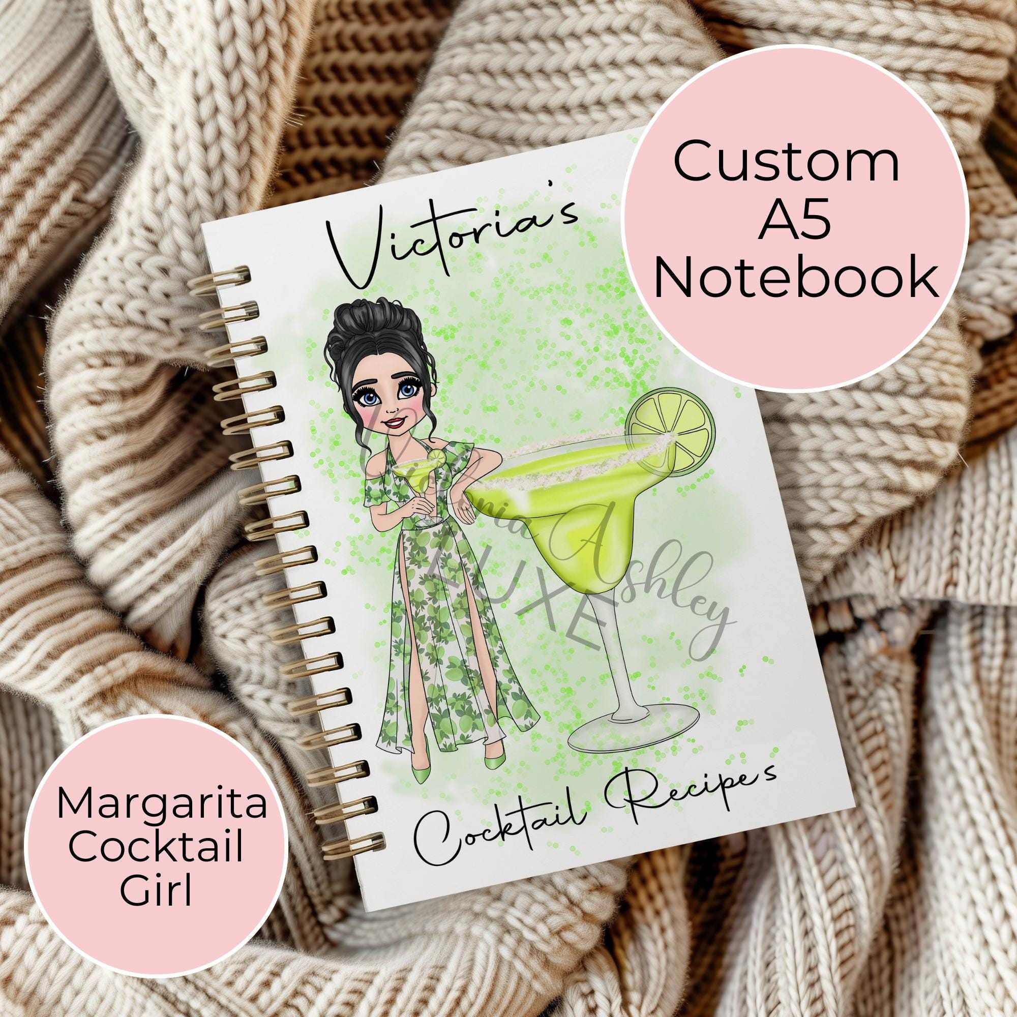Personalised Margarita Notebook, A5 Lined Page Journal Gift For Mum Sister