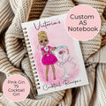 Personalised Pink Gin 75 Cocktail Planner, A5 Notebook For End Of Term Teacher Gift