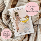 Personalised Pornstar Martini Cocktail Spiral Journal, Cocktail Planning Notebook Gift For Her