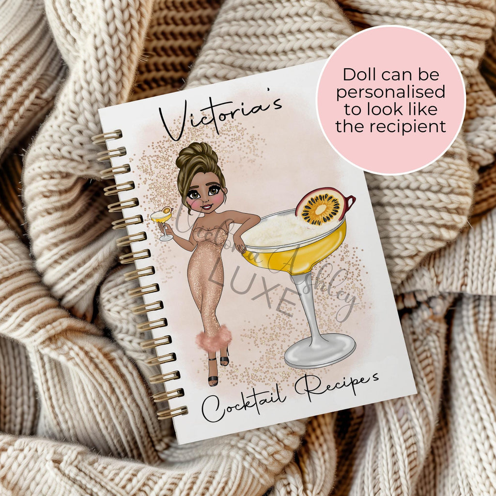 Personalised Pornstar Martini Cocktail Spiral Journal, Cocktail Planning Notebook Gift For Her