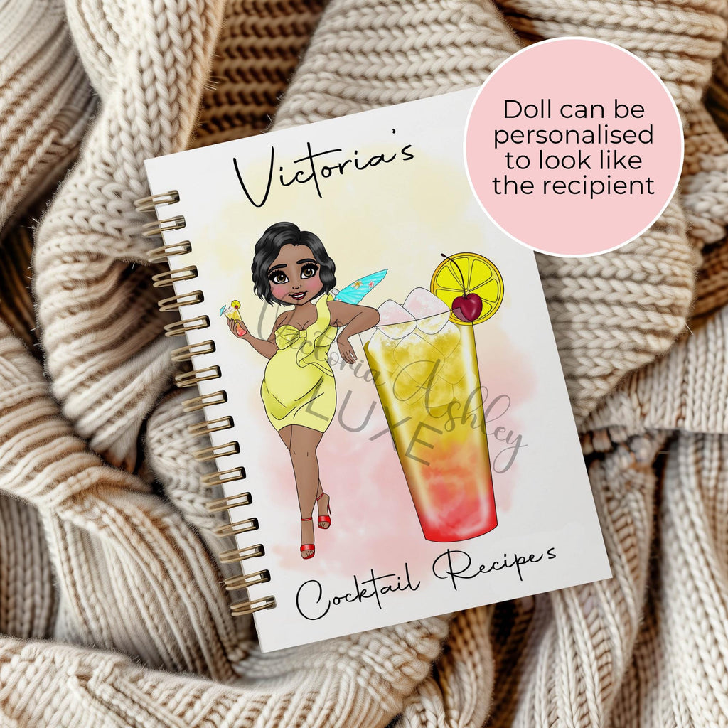 Personalised Tequila Sunrise Cocktail Notebook Gift, Party Planning Notebook Diary