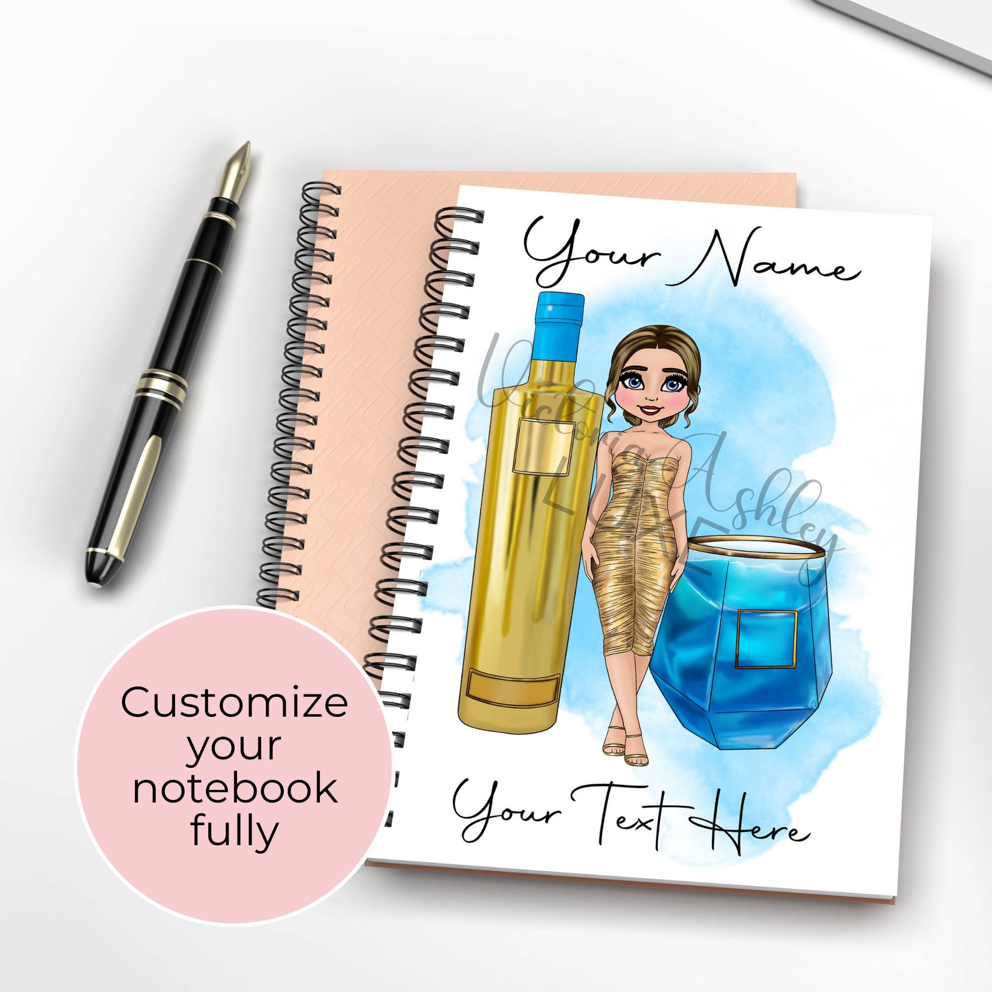 Personalised AU Vodka Inspired Notebook, Cocktail Party Recipe Notebook Gift