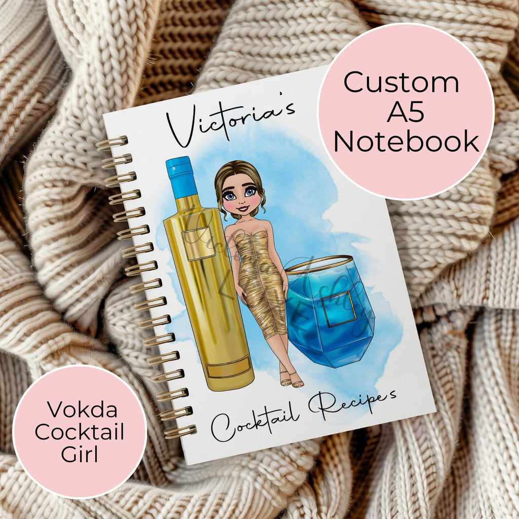Personalised AU Vodka Inspired Notebook, Cocktail Party Recipe Notebook Gift