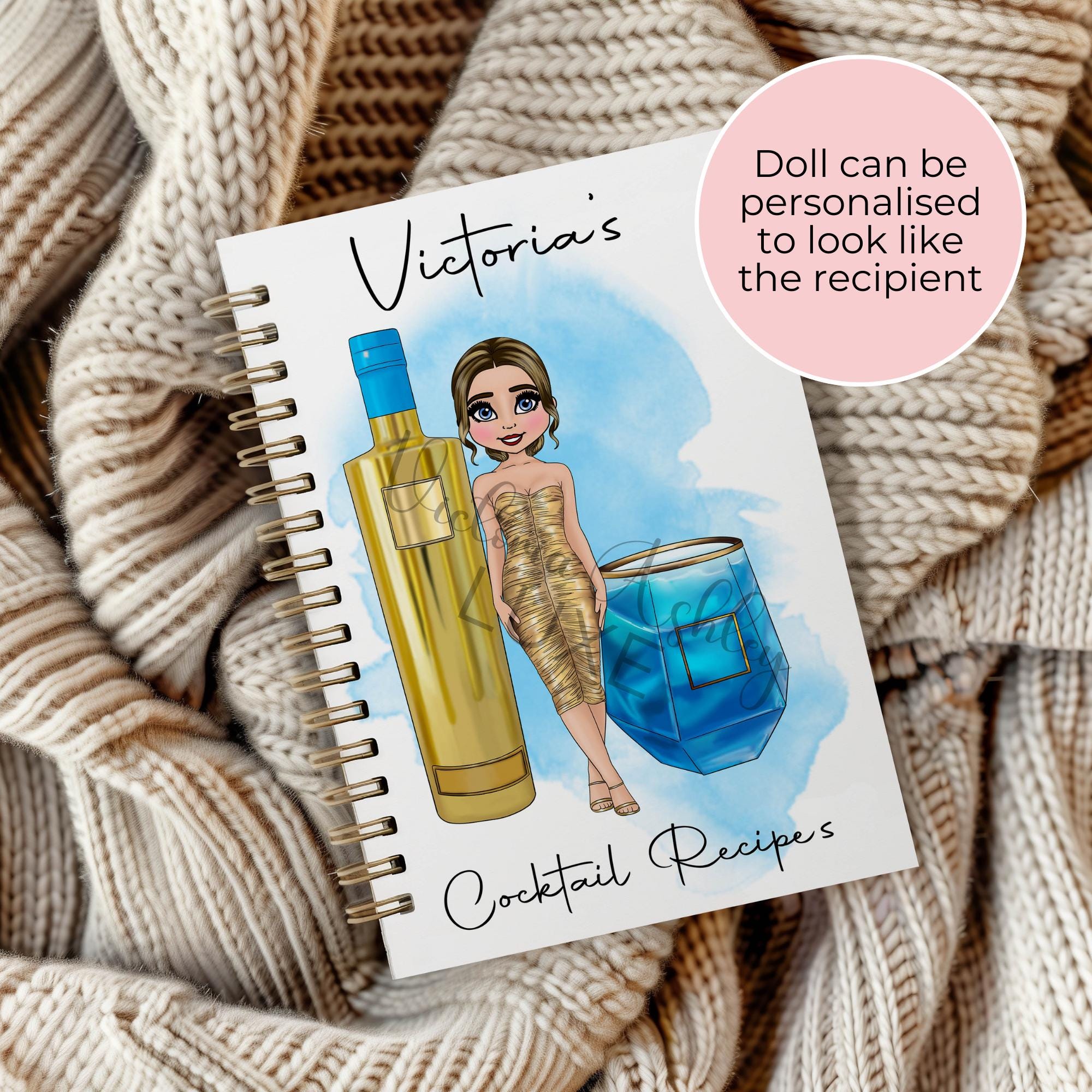 Personalised AU Vodka Inspired Notebook, Cocktail Party Recipe Notebook Gift