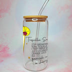 Tequila Sunrise Cocktail Recipe Glass with Bamboo Lid & Straw