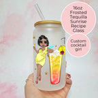 Personalised Tequila Sunrise Character Glass With Cocktail Recipe, Milestone Birthday Gift