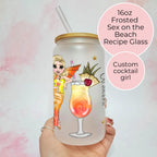 Personalised Sex on the Beach Character Glass With Cocktail Recipe, Summer Soiree Party Drinkware