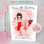 Personalised Strawberry Daiquiri Birthday Card, Summer Soiree Greeting Card For Her