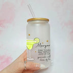 Personalised Margarita Character Glass With Cocktail Recipe, Girls Cocktail Night Drinkware