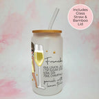 Personalised French 75 Character Glass With Cocktail Recipe, End Of Term Graduation Gift