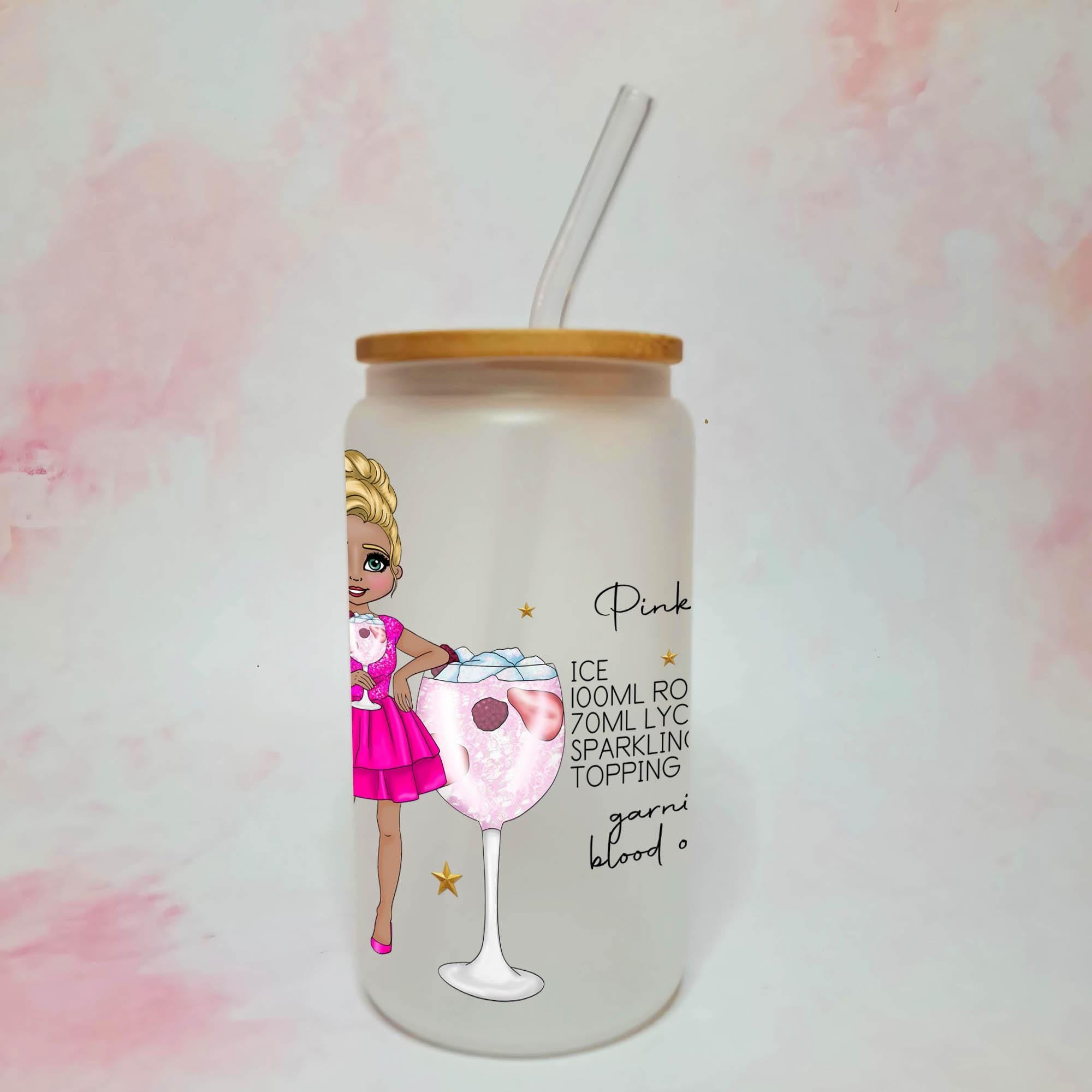 Personalised Pink Gin 75 Character Glass With Cocktail Recipe