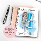 Personalised Energy Drink Cocktail Notebook, A5 Spiral Notebook For Her Birthday