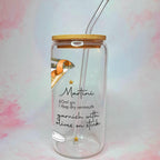 16oz Martini Cocktail Recipe Glass with Bamboo Lid & Straw