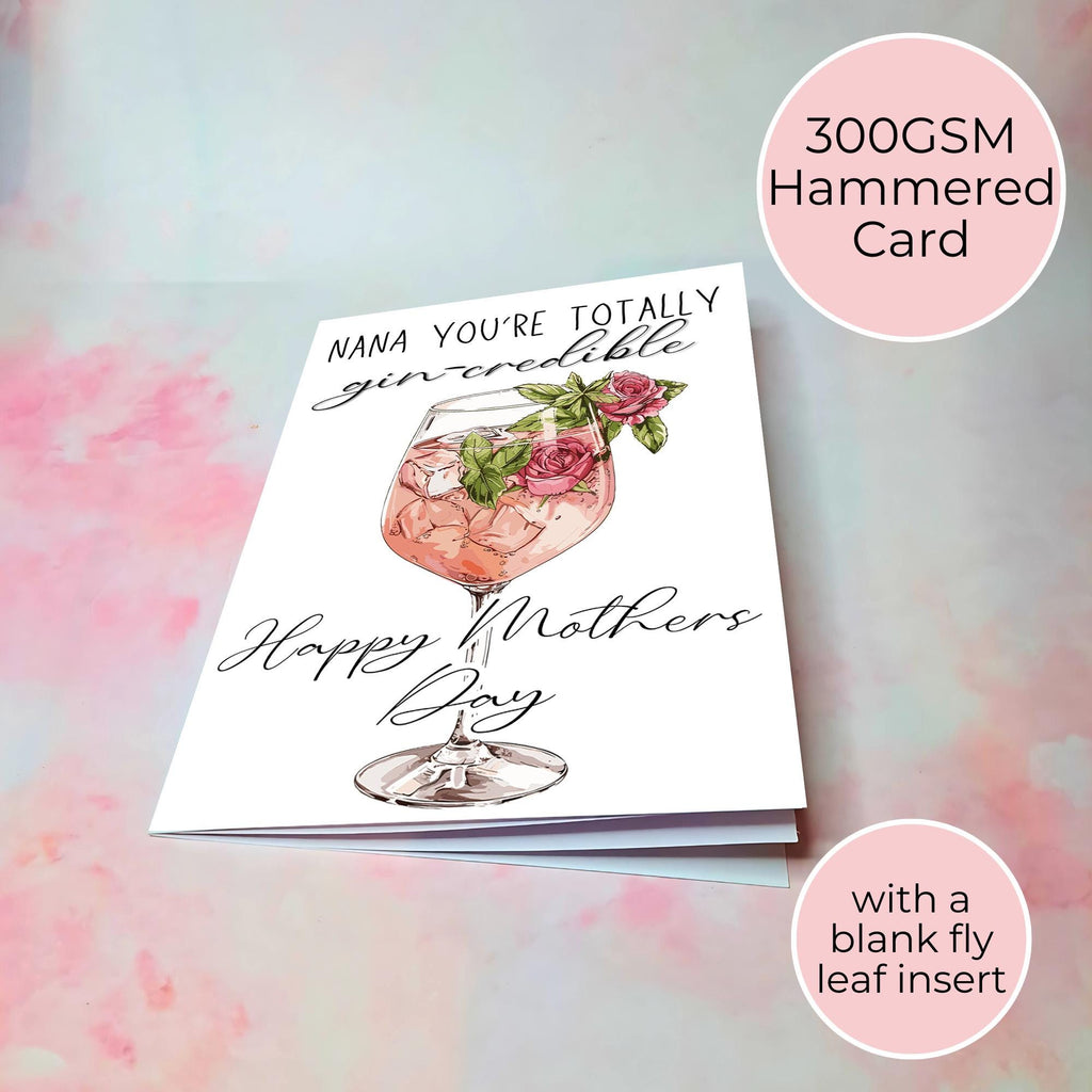 Gran You're Totally gin-Credible Mothers Day Card, Greeting Card For A Special Grandma