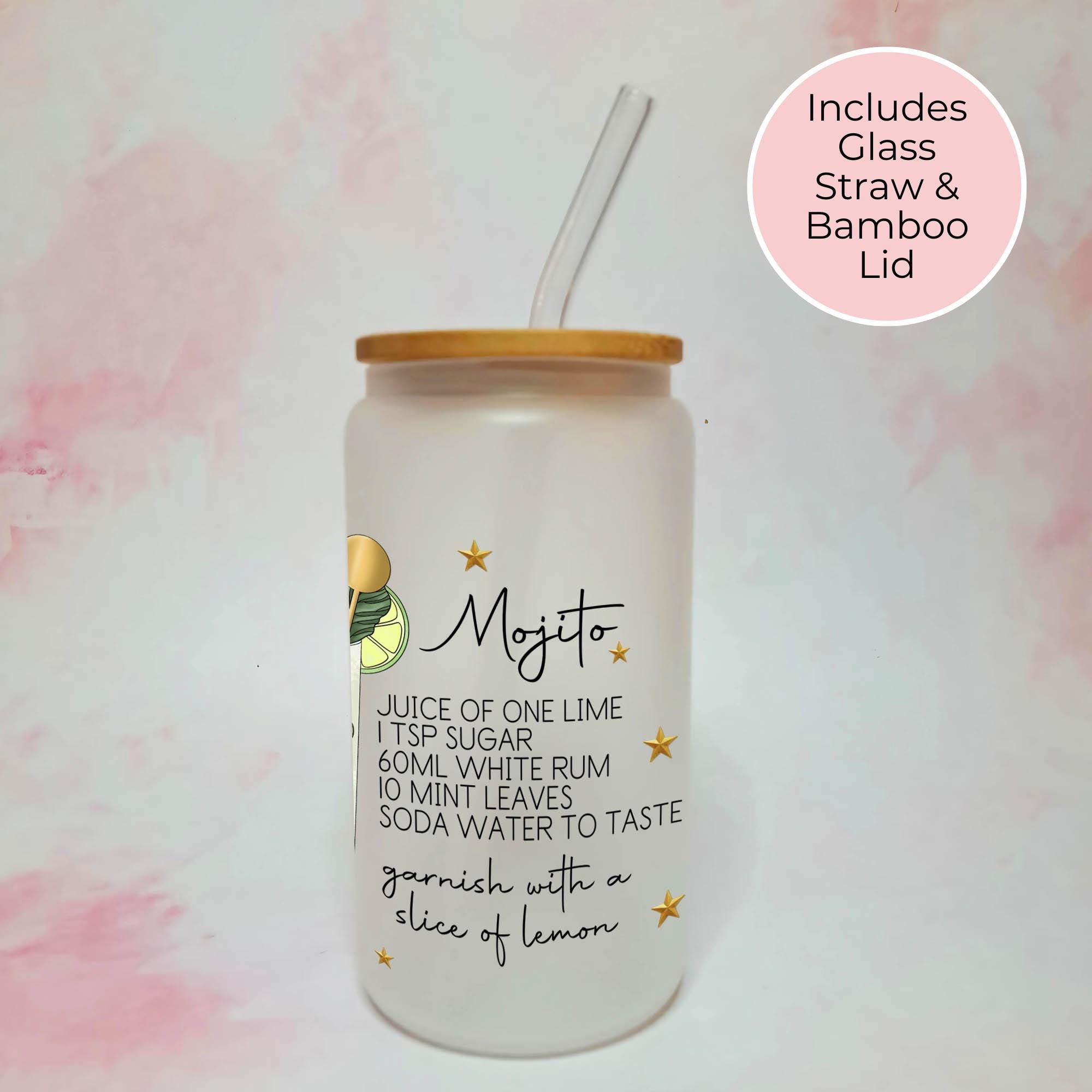 Personalised Mojito Character Glass With Cocktail Recipe, End Of Term Teacher Gift