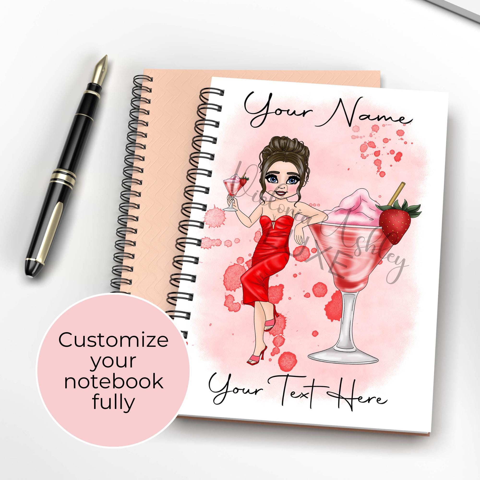 Personalised A5 Strawberry Daiquiri Notebook Gift, Summer Soiree Gift For Graduation