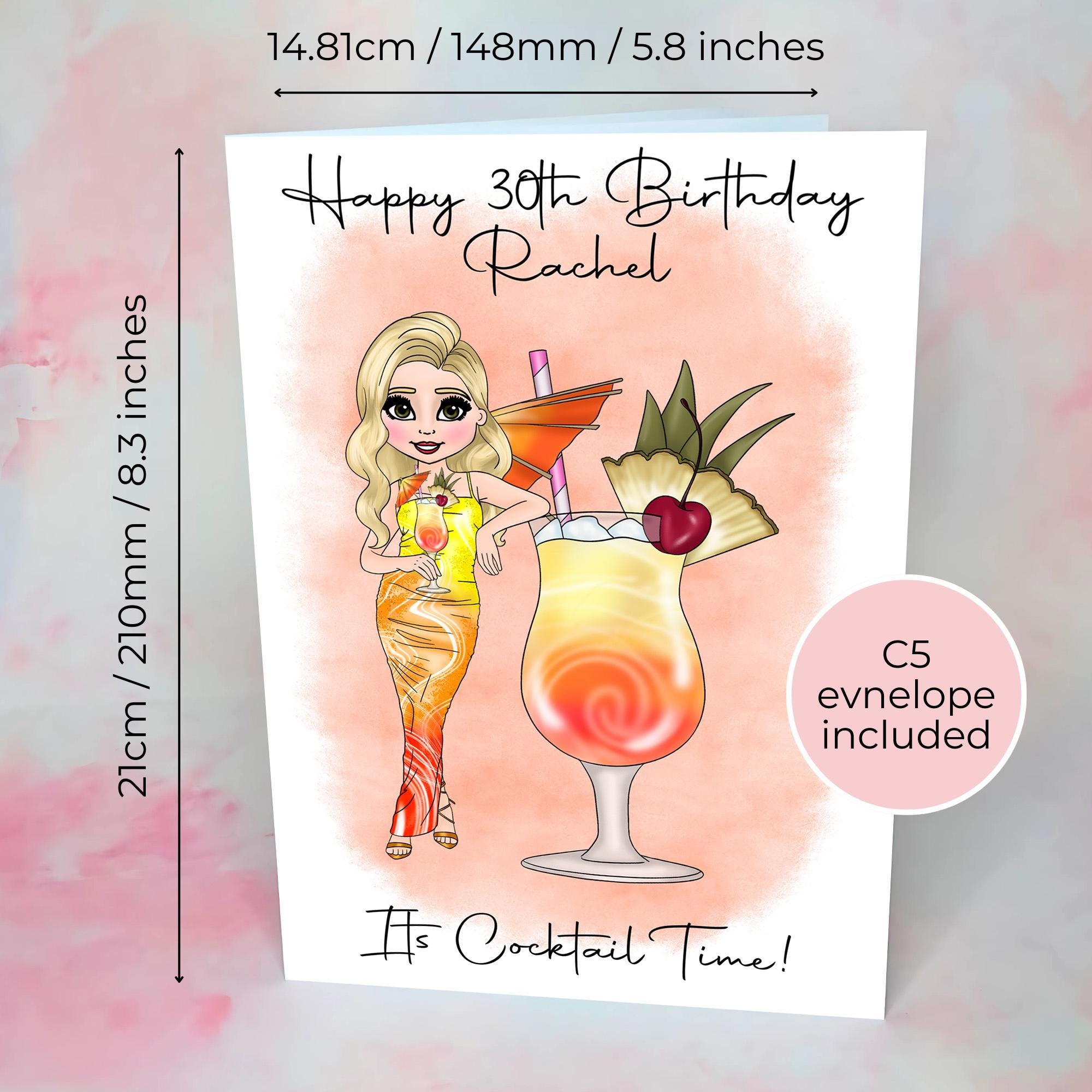 Personalised Sex on the Beach Birthday Card, A5 Summer Cocktail Greeting Card For Her