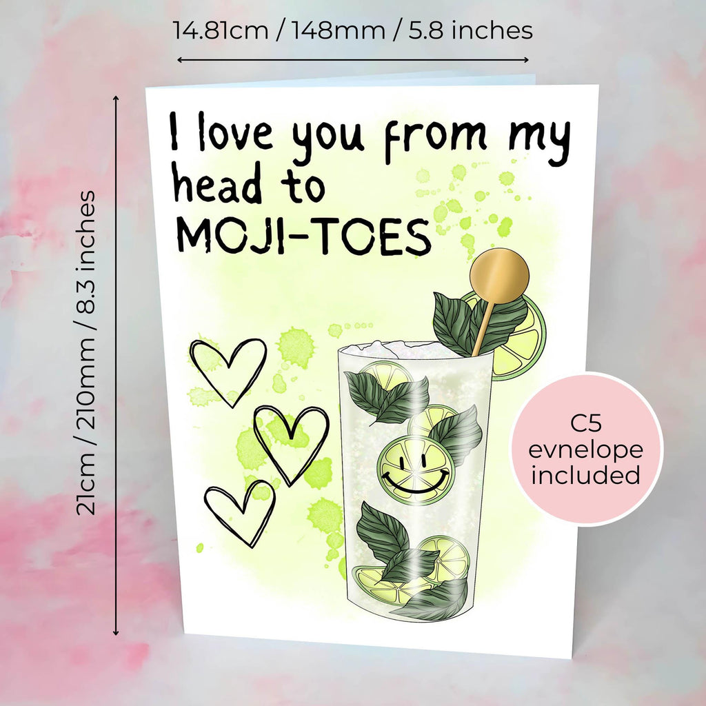 Punny Mojito Greeting Card For His Or Her Birthday, Mojito Cocktail A5 Card