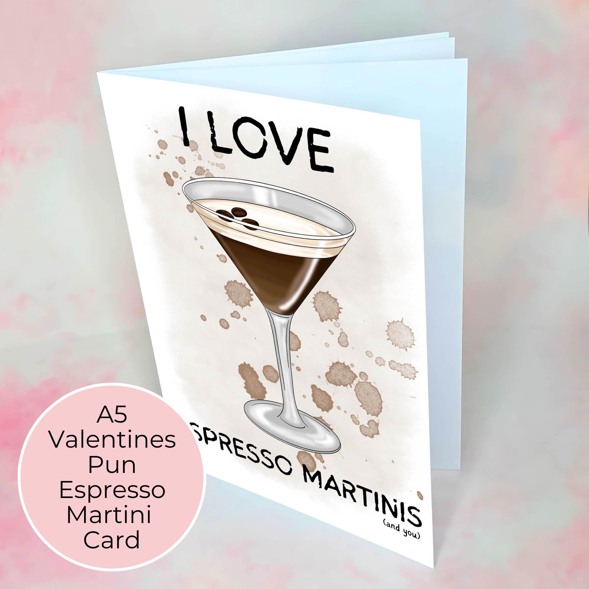 Funny Espresso Martini Cocktail Illustration Card, Pun A5 Card For Girl Friend