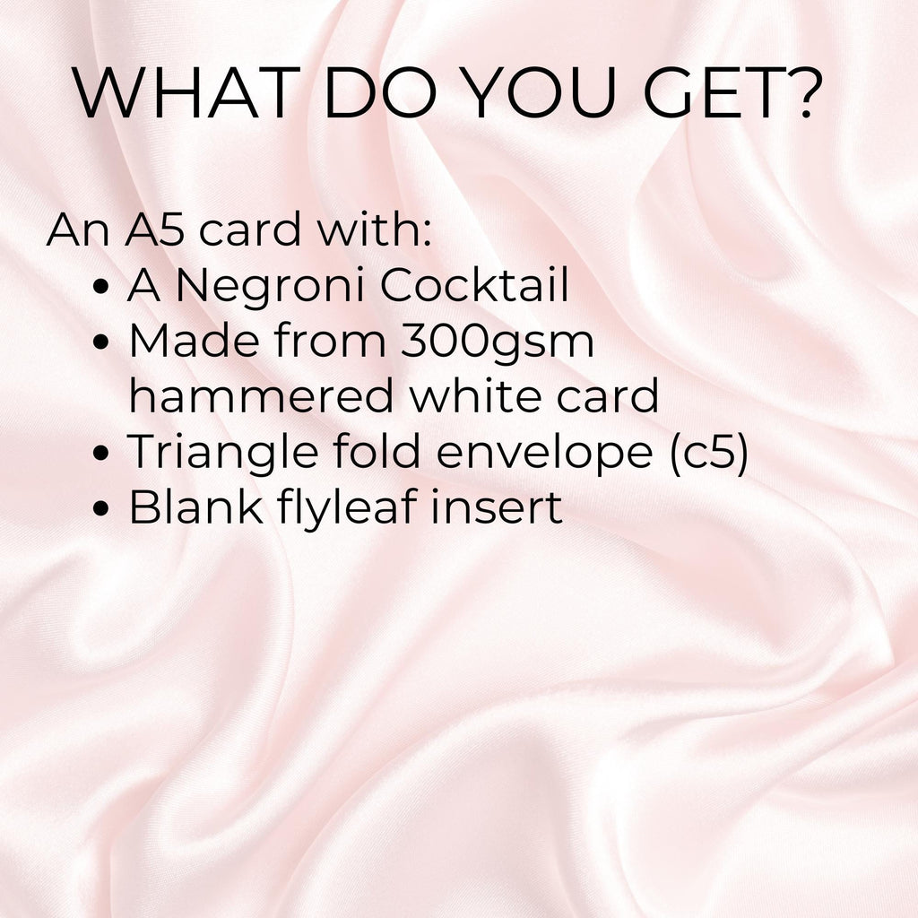 Funny Negroni Cocktail Illustration Card For Him, Cocktail Pun Card A5