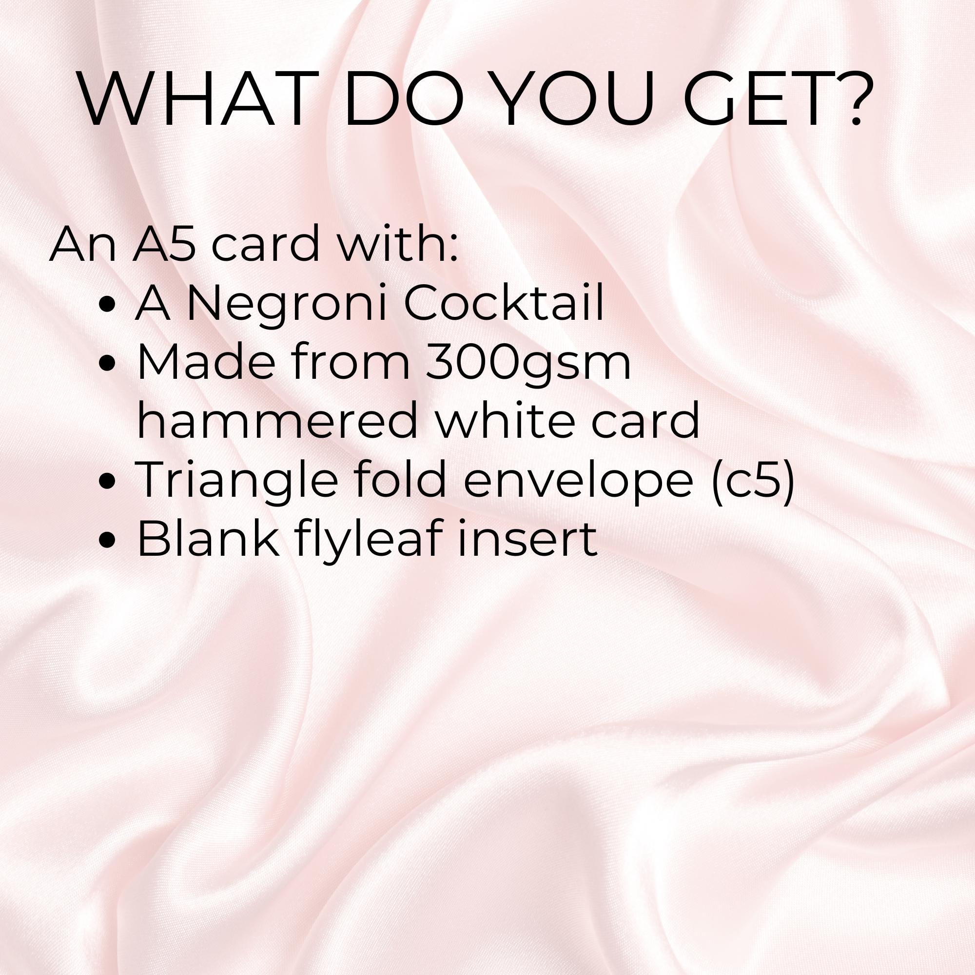Funny Negroni Cocktail Illustration Card For Him, Cocktail Pun Card A5