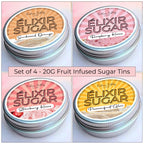Set Of 4 Fruit Infused Flavoured Artisan Giftable Sugar Tin Strawberry, Raspberry, Passionfruit, Sunkissed Orange #FRS