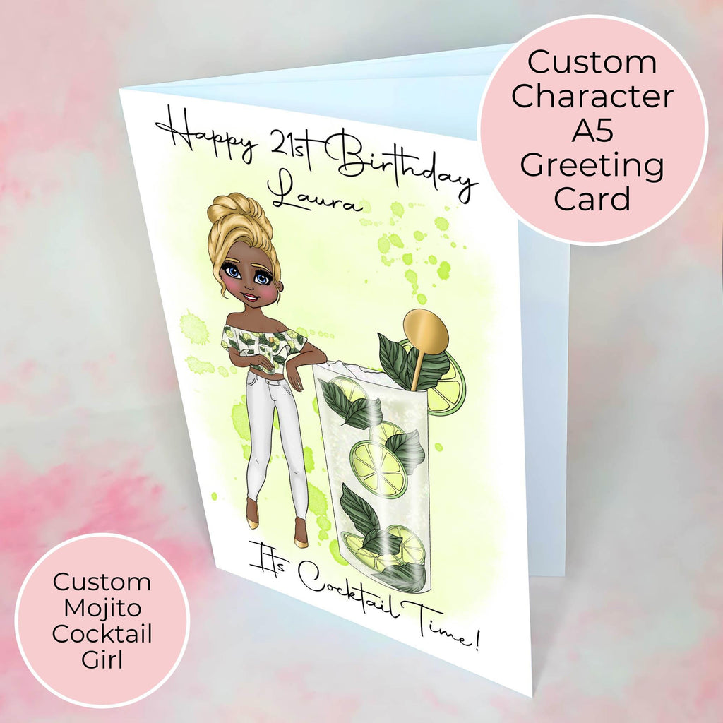 Personalised Mojito Cocktail Card For Her, Mint Birthday Card For Best Friend