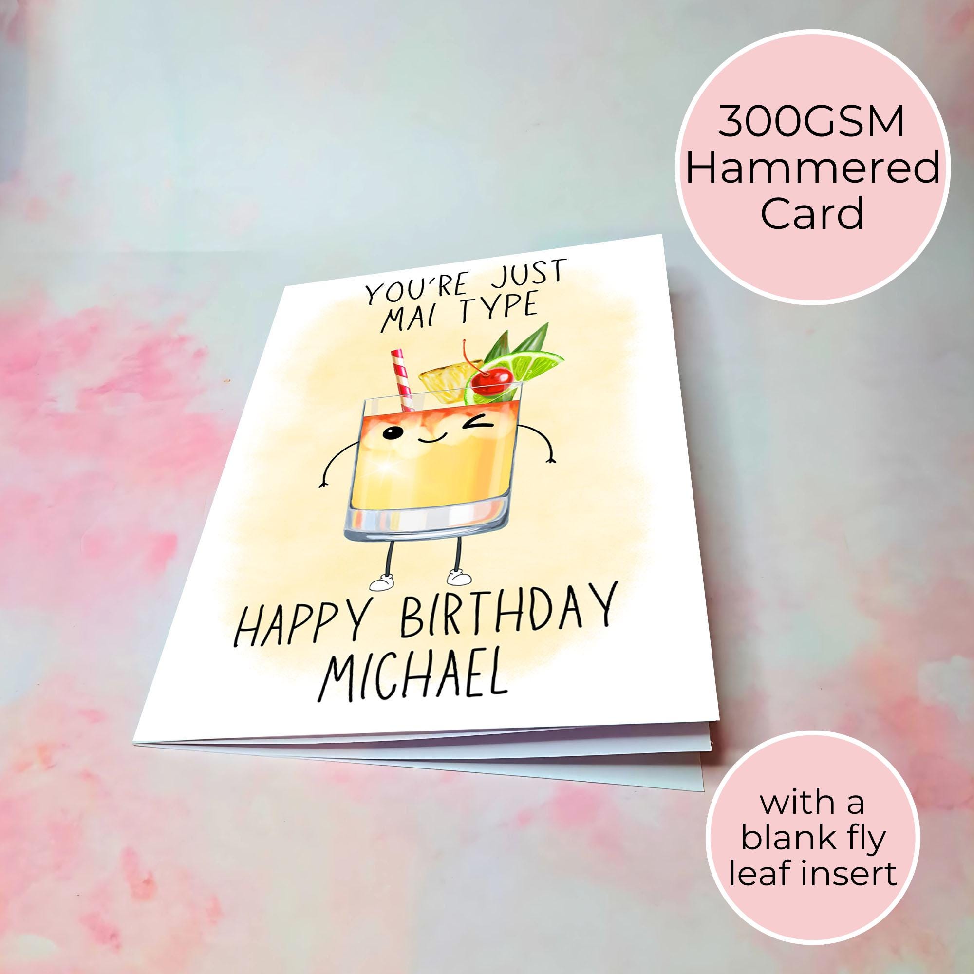Personalised Mai Tai Cocktail Drink Card, Rum Lover Cocktail Gift For Her