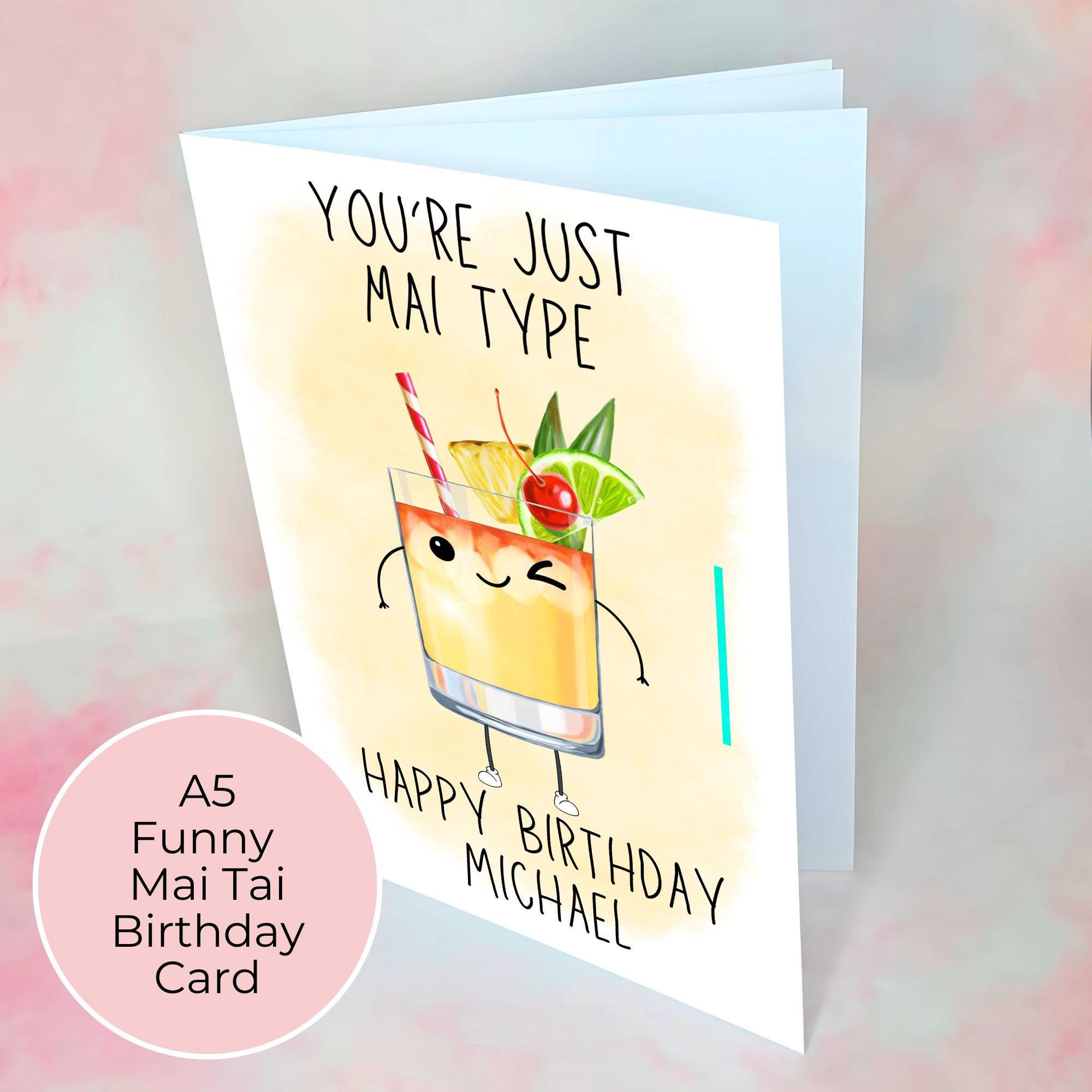Personalised Mai Tai Cocktail Drink Card, Rum Lover Cocktail Gift For Her
