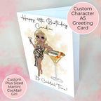 Personalised Plus Sized Martini Cocktail Girl Birthday Card, A5 Greeting Card For Her