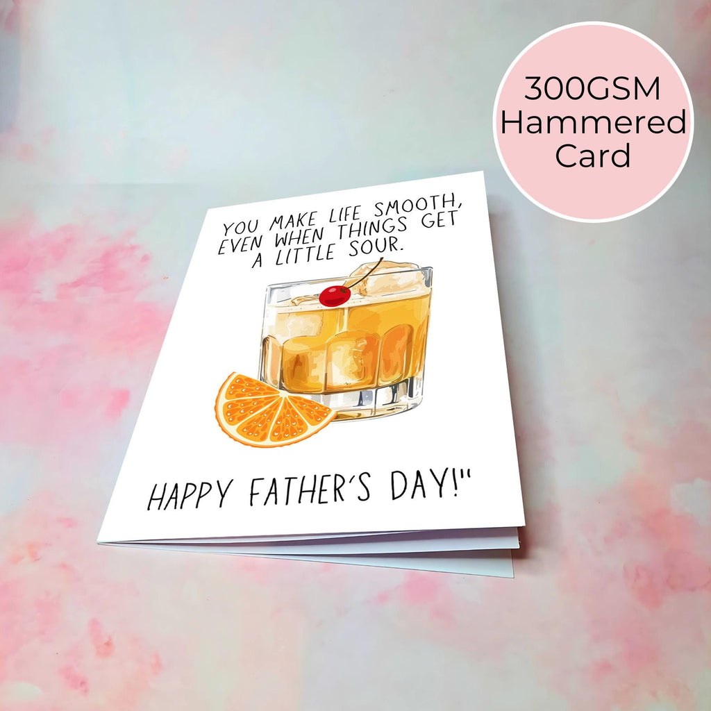 Personalised Whiskey Sours Father's Day Card, Custom Character Dad Greeting Card
