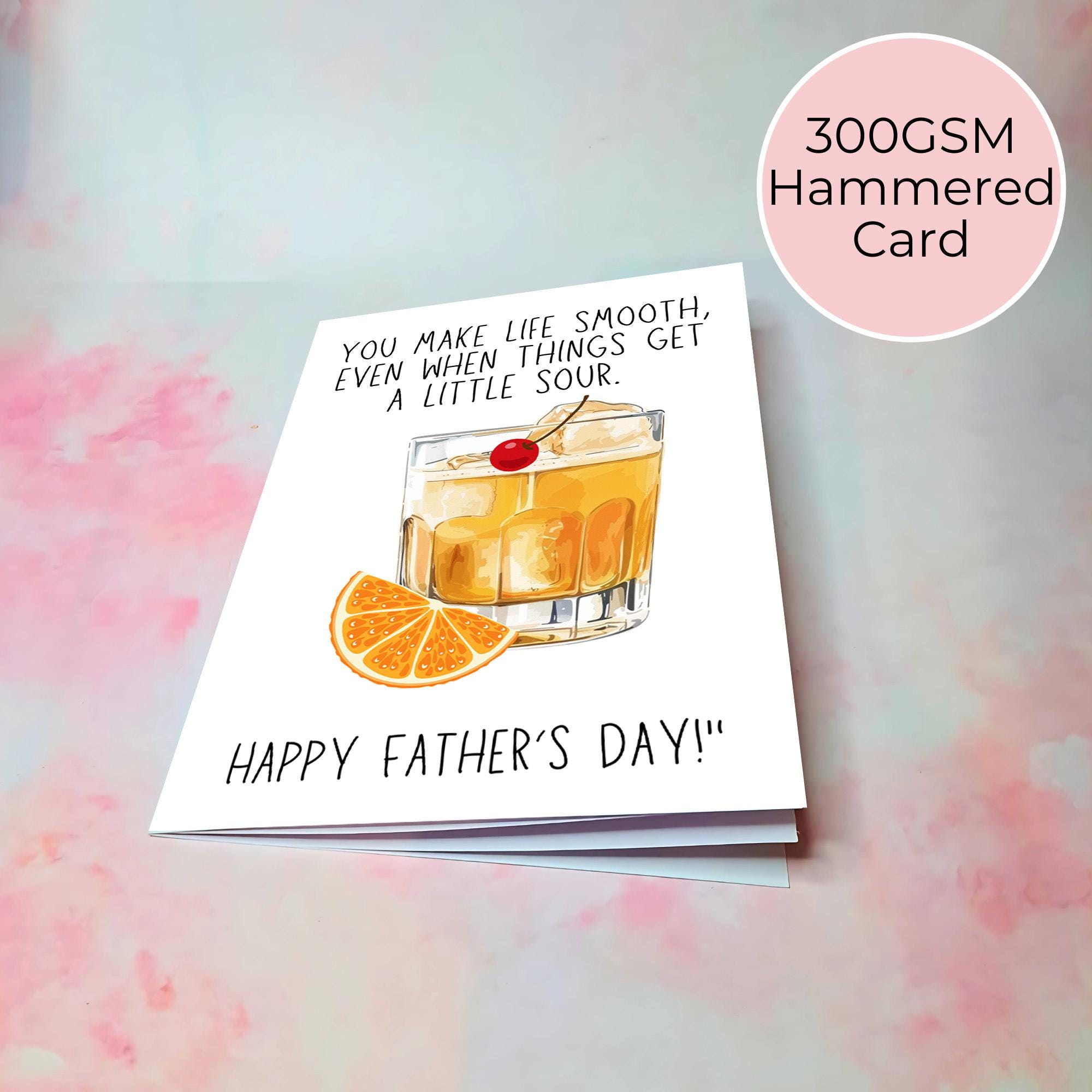 Personalised Whiskey Sours Father's Day Card, Custom Character Dad Greeting Card