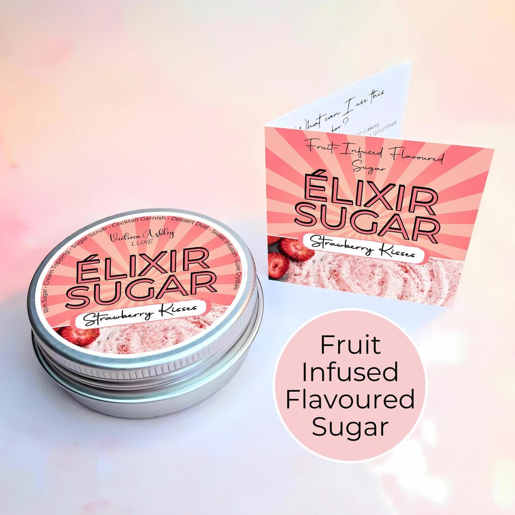Set Of 4 Fruit Infused Flavoured Artisan Giftable Sugar Tin Strawberry, Raspberry, Passionfruit, Sunkissed Orange #FRS