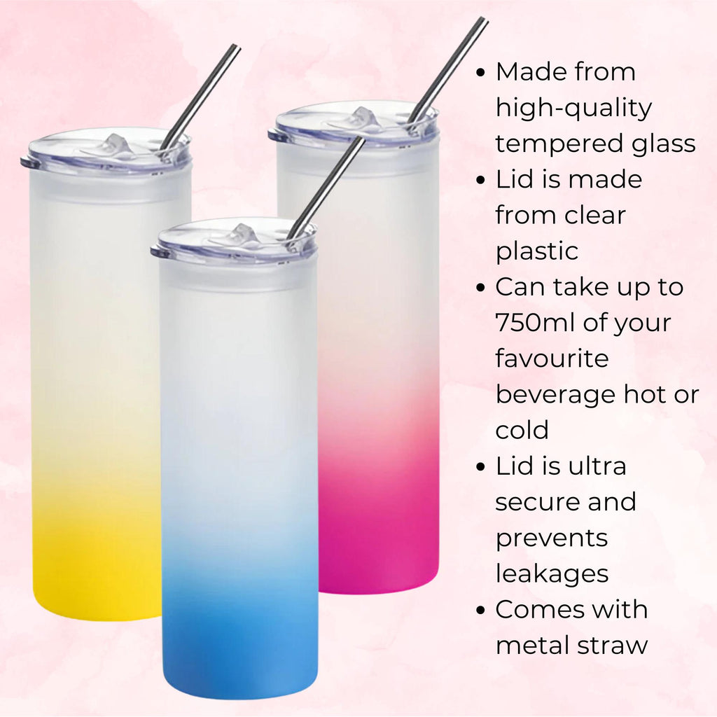 April Birth Flower 20oz Ombre Tumbler, Daisy Line Art Monogram Glass For Mothers Day, Birthday