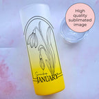 January Birth Flower 20oz Ombre Tumbler, Snowdrop Line Art Design